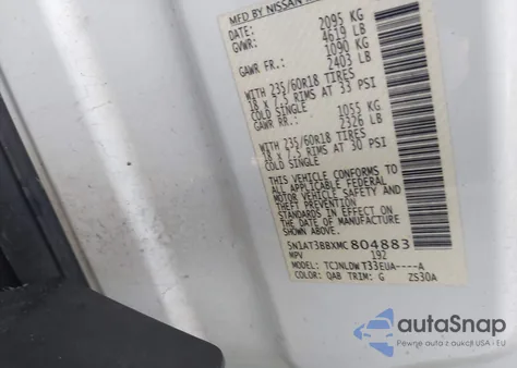 2021 Nissan Rogue Sv Intelligent Awd from USA, damaged, VIN 5N1AT3BBXMC804883